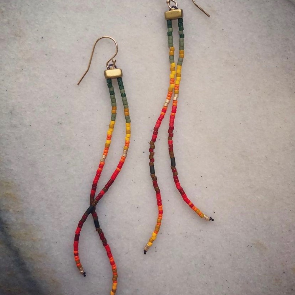 Autumn-themed beaded earrings